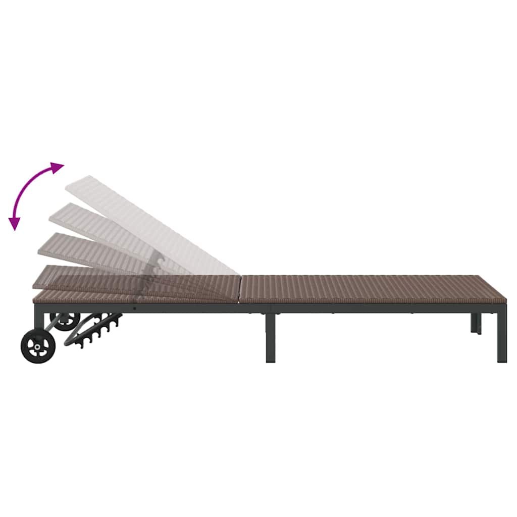 vidaXL Sonnenliege 1-Person Braun 206 x 62,5 x 74 cm Poly-Rattan