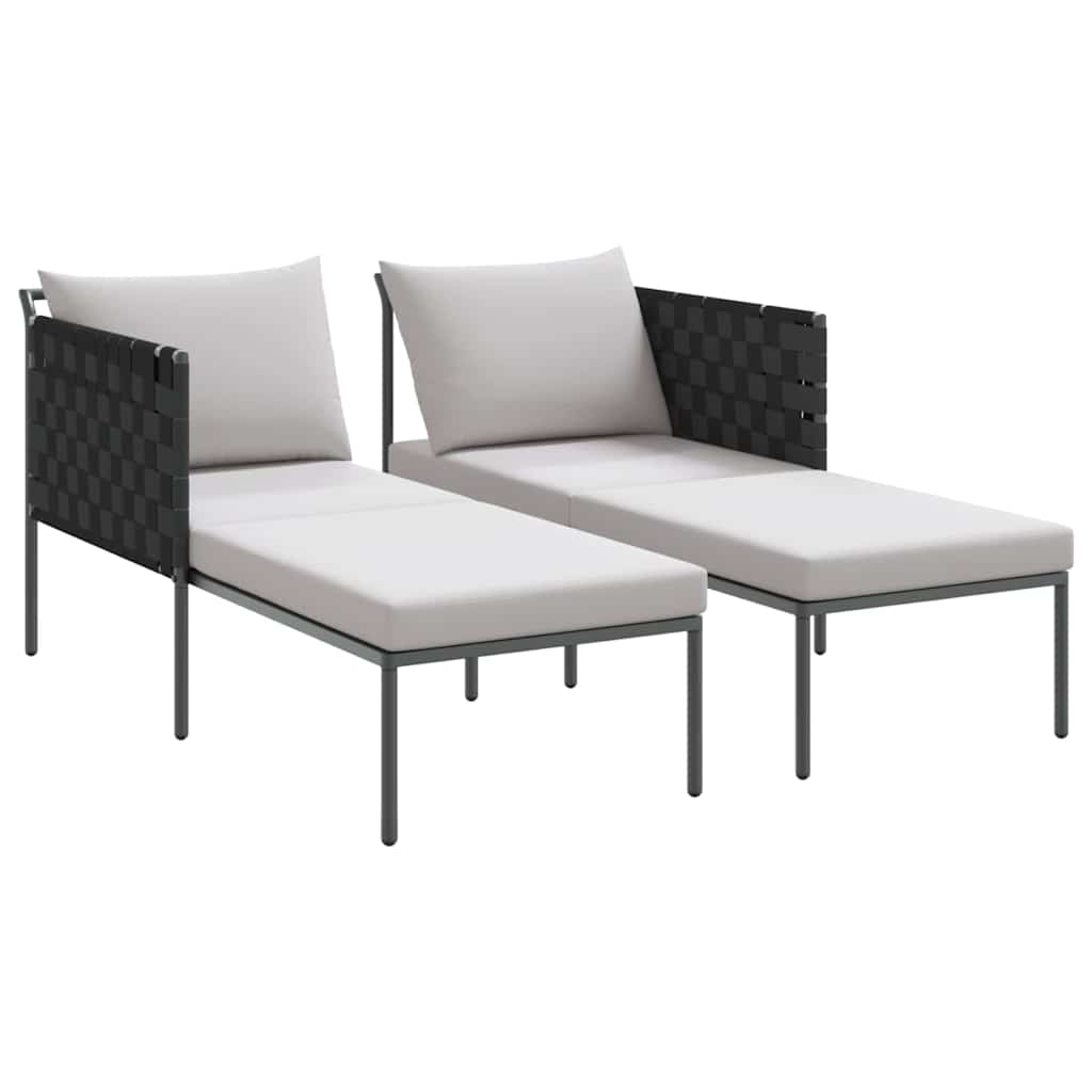 vidaXL Sonnenliege mit Kissen 2-Person Anthrazit 153 x 115 x 69,5 cm