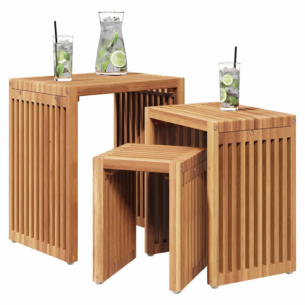 vidaXL Garten-Beistelltisch 3 pcs Braun 33 x 44,5 x 51 cm