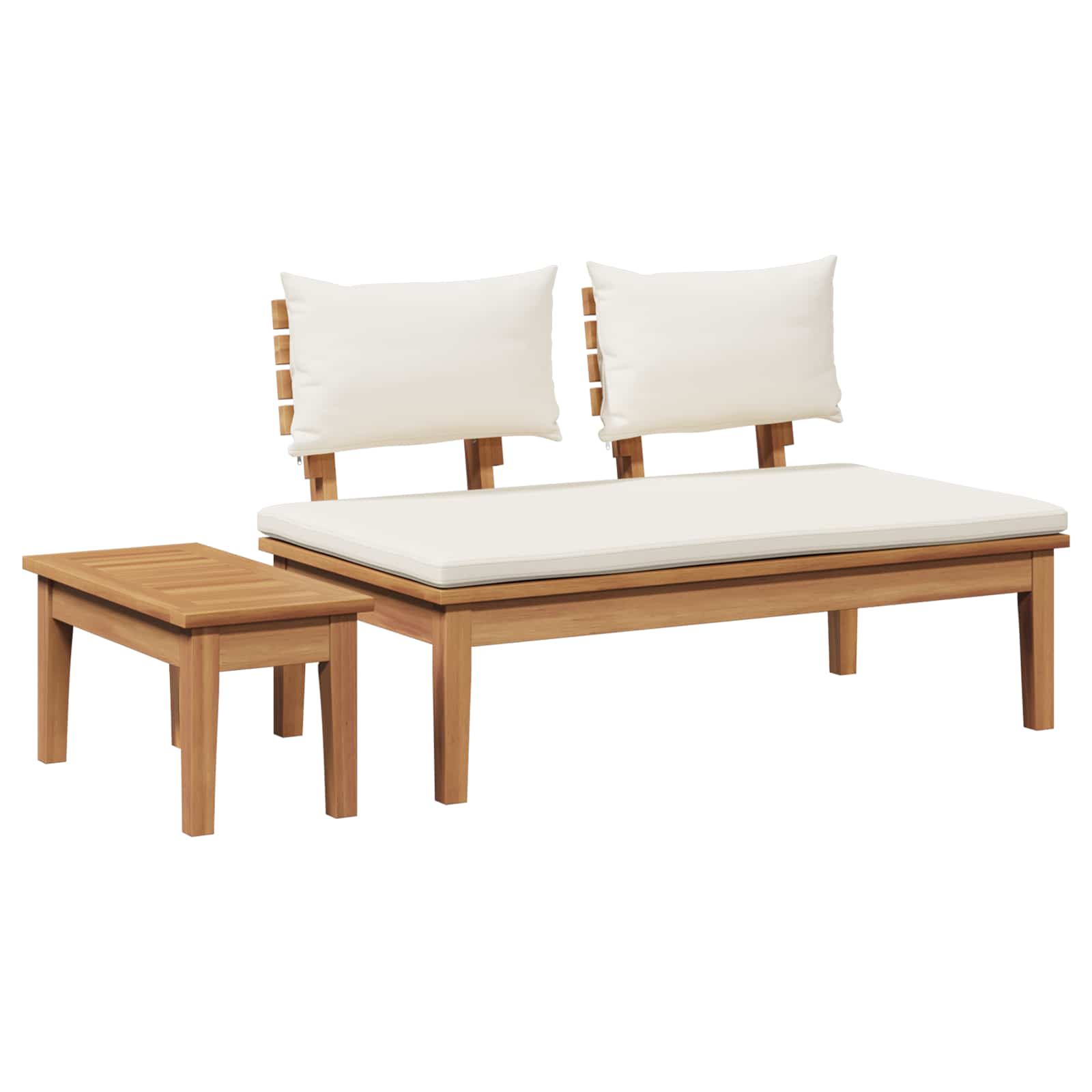 vidaXL Gartenbank 2 pcs Creme und Braun Massivholz Teak