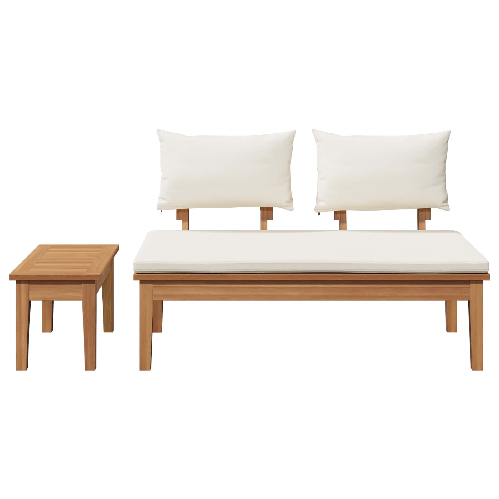 vidaXL Gartenbank 2 pcs Creme und Braun Massivholz Teak
