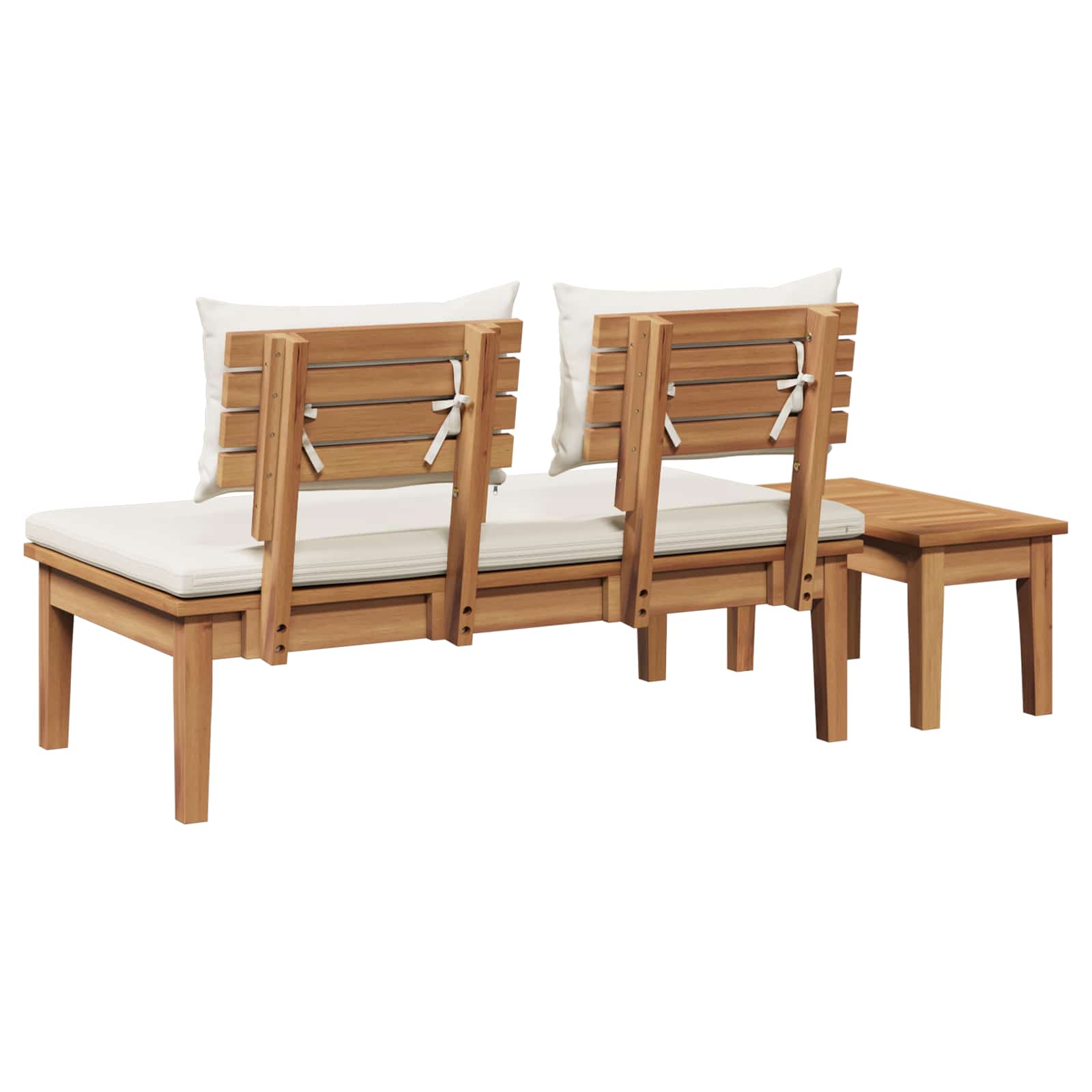 vidaXL Gartenbank 2 pcs Creme und Braun Massivholz Teak