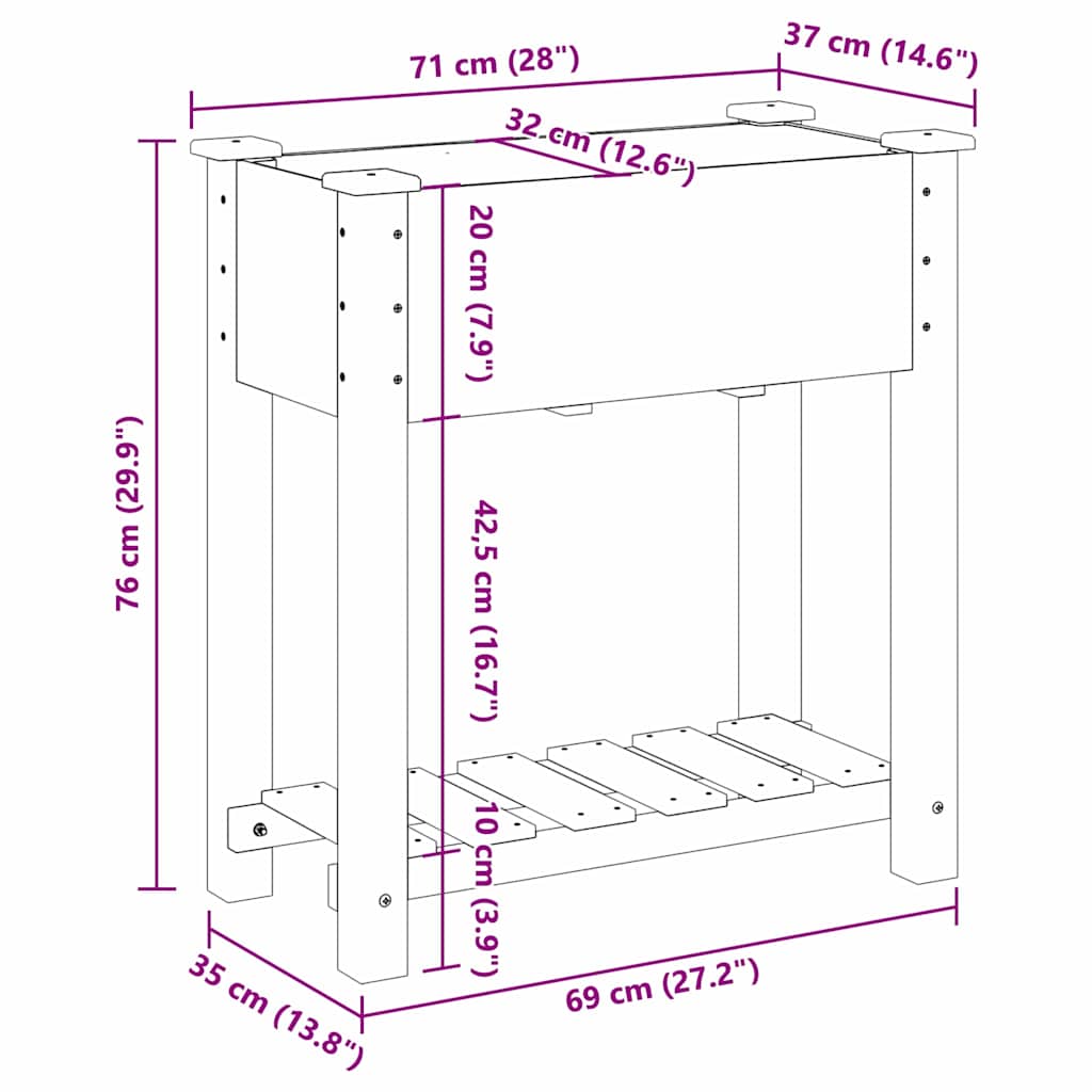 vidaXL Garten-Pflanzgefäß mit Regal Beige 71 x 37 x 76,5 cm