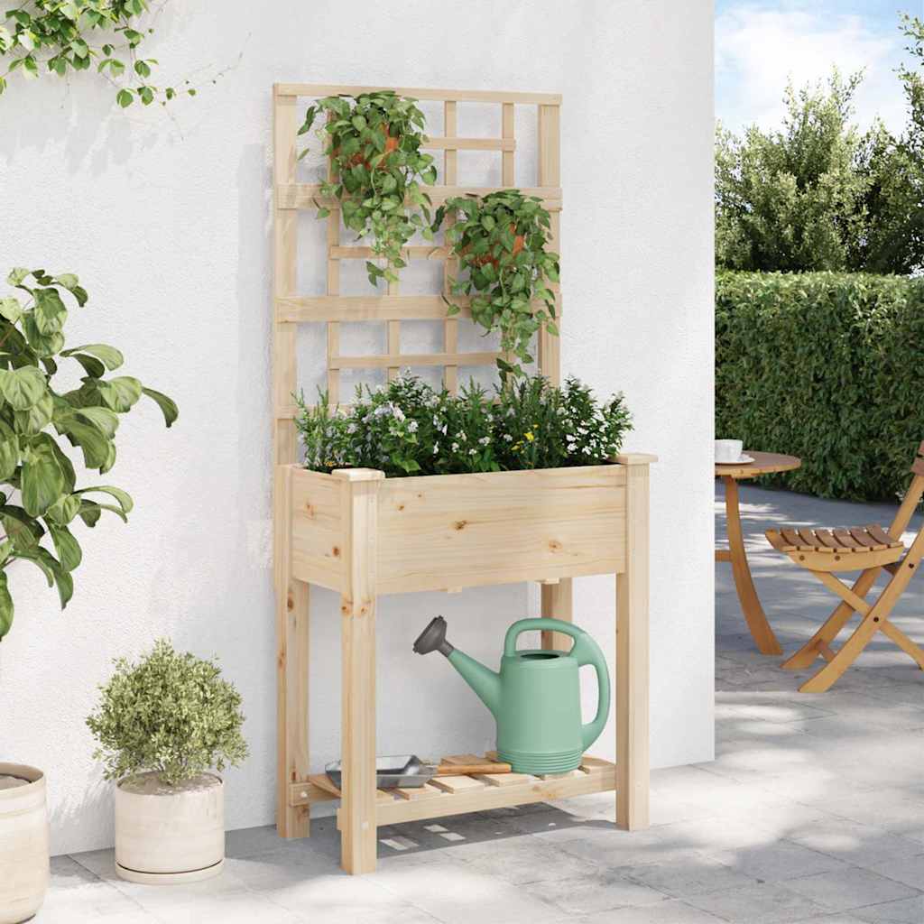 vidaXL Garten-Pflanzgefäß Beige 71 x 38 x 152 cm Massivholz aus Fichte