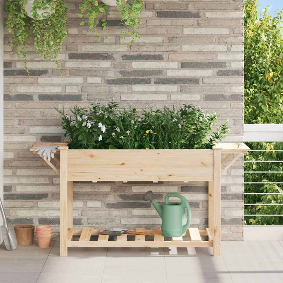 vidaXL Garten-Pflanzgefäß mit Regal Beige 111 x 37 x 76,5 cm