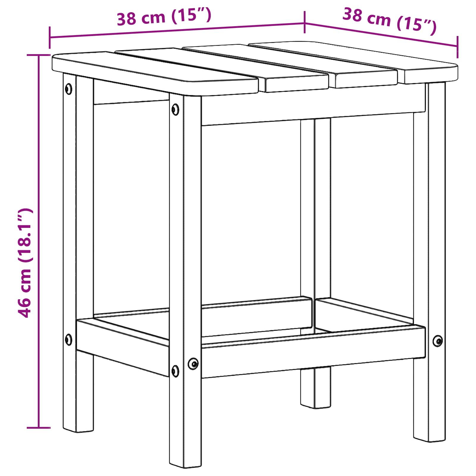 vidaXL Beistelltisch Weiß 38 x 38 x 46 cm Polyethylen