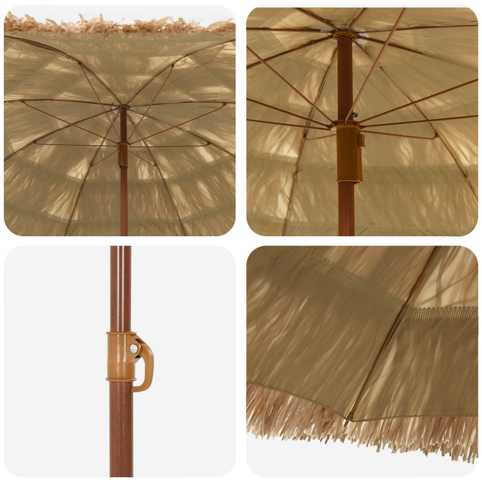 vidaXL Strandparasol Natur 255 x 255 x 255 cm Polyester und Stahl