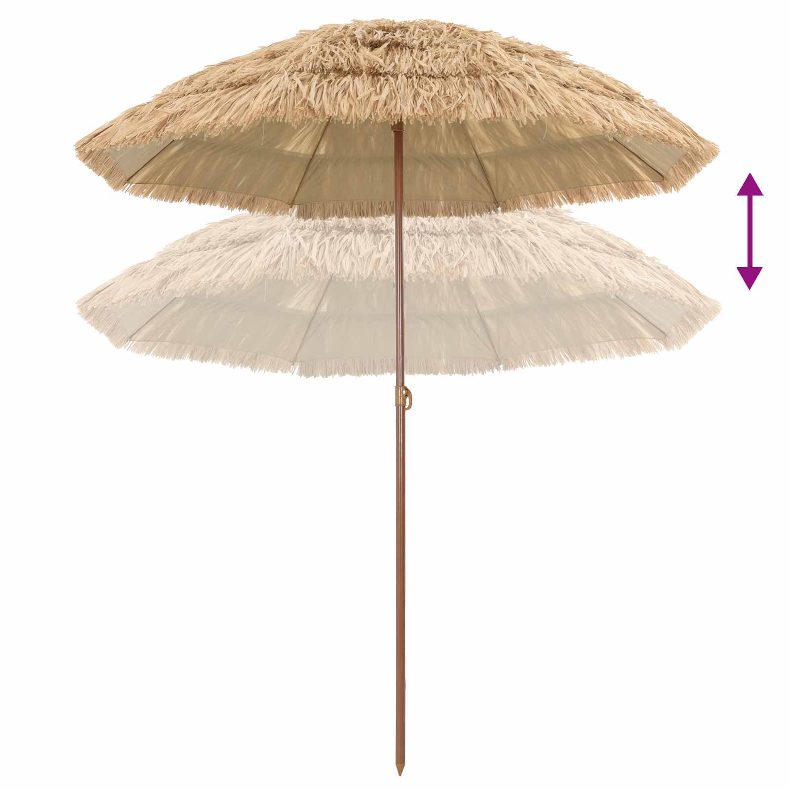 vidaXL Strandparasol Natur 255 x 255 x 255 cm Polyester und Stahl
