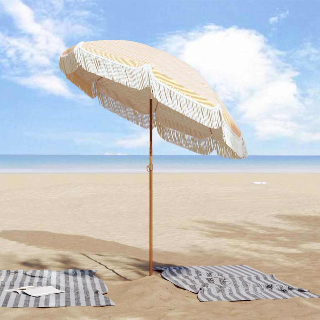 vidaXL Strandparasol Gelb und Weiß 160 x 160 x 196 cm