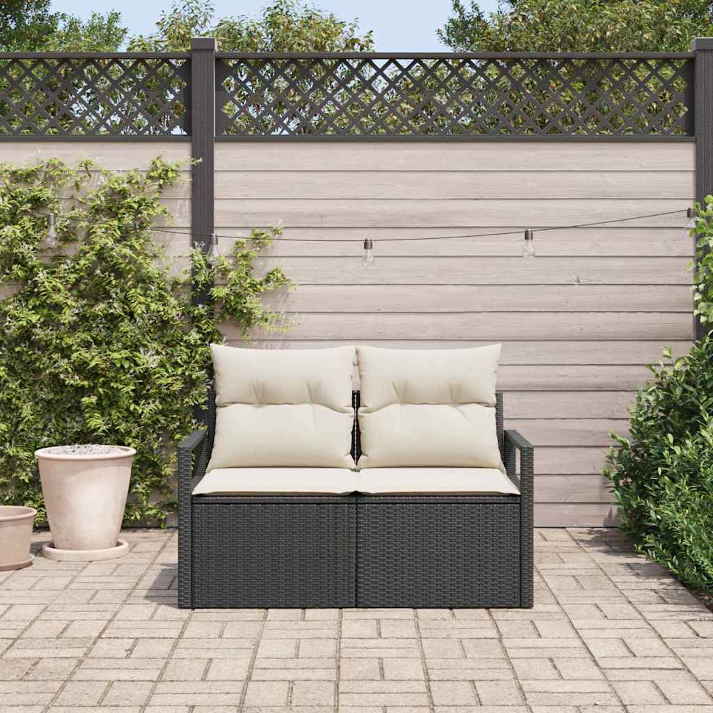 vidaXL Garten-Sofa mit Kissen 120 x 62 x 69 cm Poly-Rattan