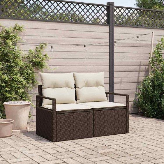 vidaXL Garten-Sofa mit Kissen 120 x 62 x 69 cm Poly-Rattan