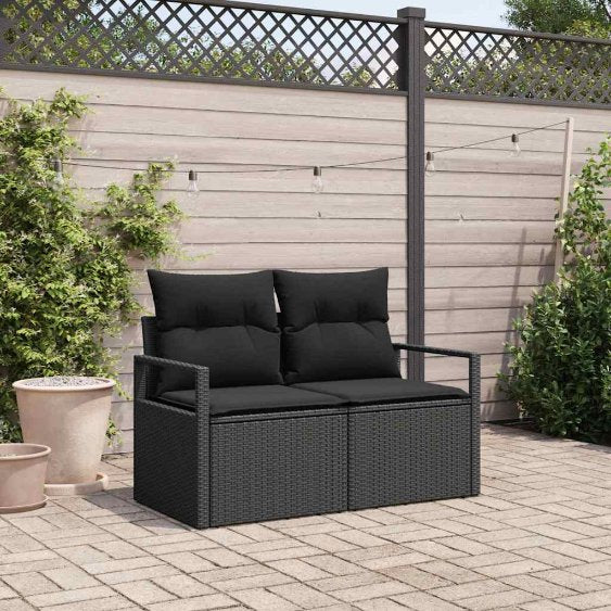 vidaXL Garten-Sofa mit Kissen 120 x 62 x 69 cm Poly-Rattan