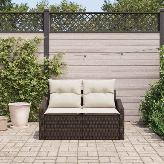 vidaXL Garten-Sofa mit Kissen 123 x 62 x 69 cm Poly-Rattan