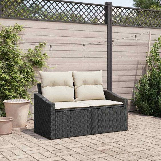 vidaXL Garten-Sofa mit Kissen 123 x 62 x 69 cm Poly-Rattan