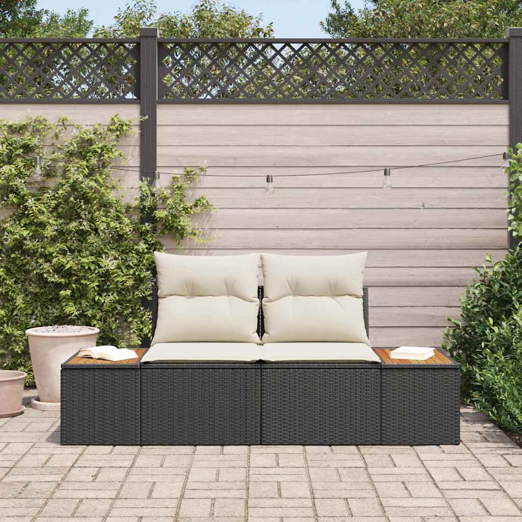vidaXL Gartensofa Schwarz 184 x 62 x 85cm Poly-Rattan