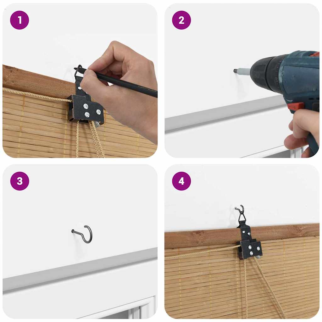 vidaXL Rollo mit Vorhängen Braun 60 x 160 cm Bambus