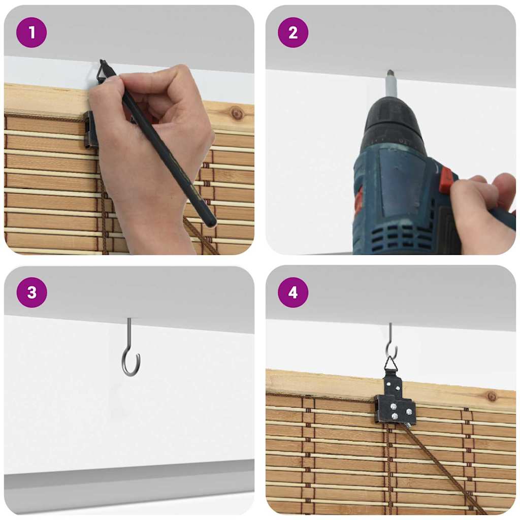 vidaXL Rollo mit Vorhängen Natur 60 x 160 cm Bambus