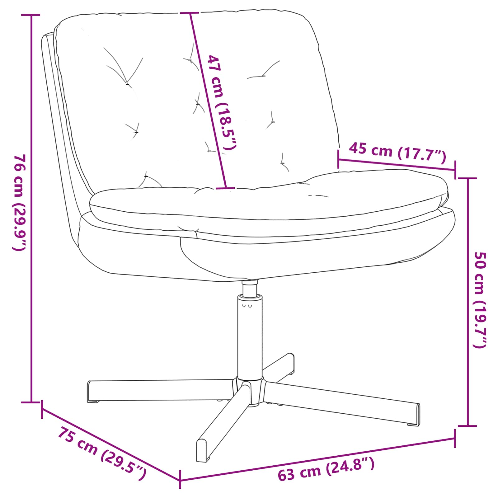 vidaXL Drehender Entspannungsstuhl Blau 63 x 75 x 76 cm Samt