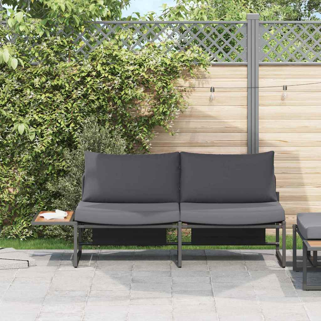 vidaXL Garten-Sofa mit Kissen Anthrazit 200,5 x 70 x 85,5 cm Stahl