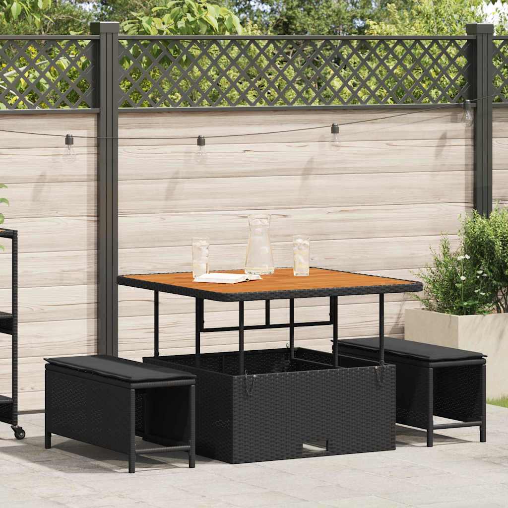 vidaXL Garten Essgruppe Schwarz Poly-Rattan