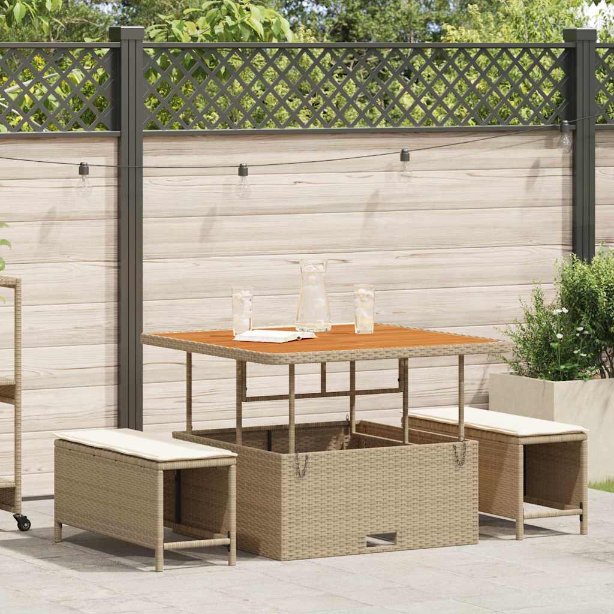 vidaXL Garten Essgruppe Schwarz Poly-Rattan