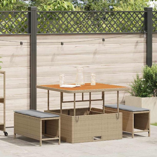 vidaXL Garten Essgruppe Schwarz Poly-Rattan