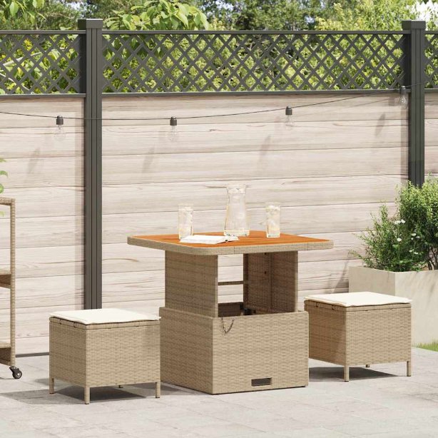 vidaXL Garten Essgruppe Schwarz Poly-Rattan