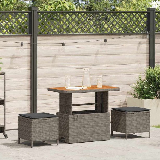 vidaXL Garten Essgruppe Schwarz Poly-Rattan