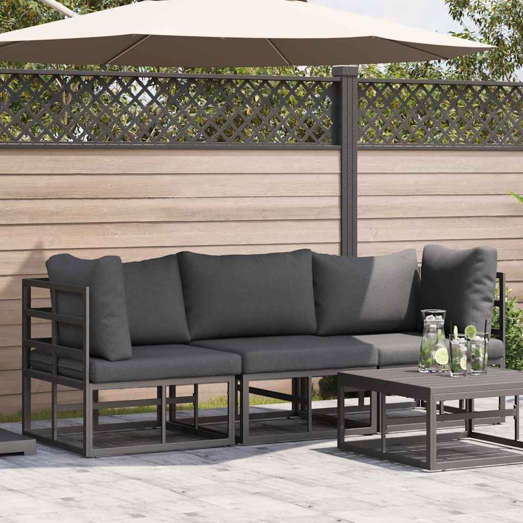 vidaXL Gartenmöbel mit Kissen Schwarz 70 x 71,5 x 71 cm Metall