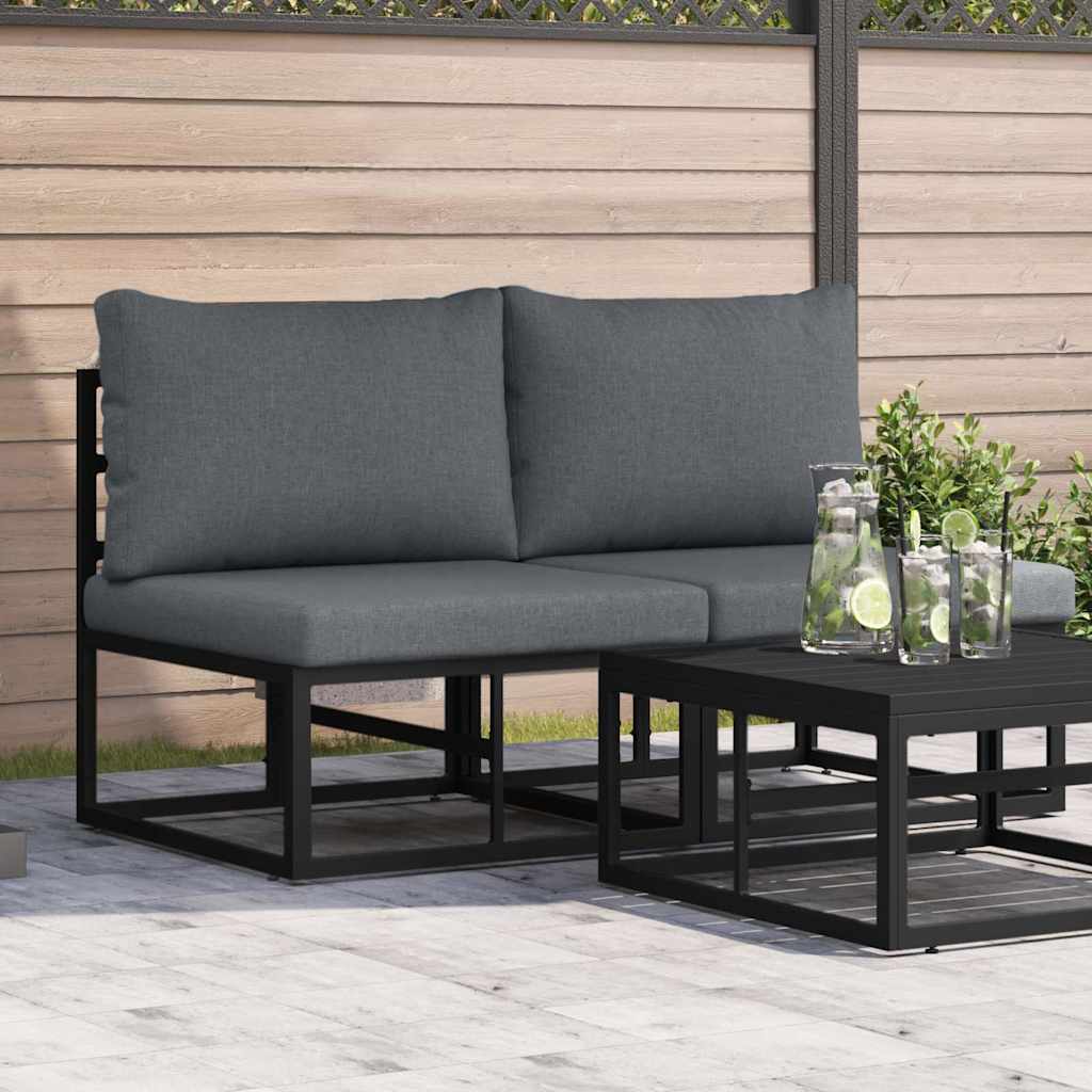 vidaXL Gartenmöbel mit Kissen Schwarz 70 x 71,5 x 71 cm Metall
