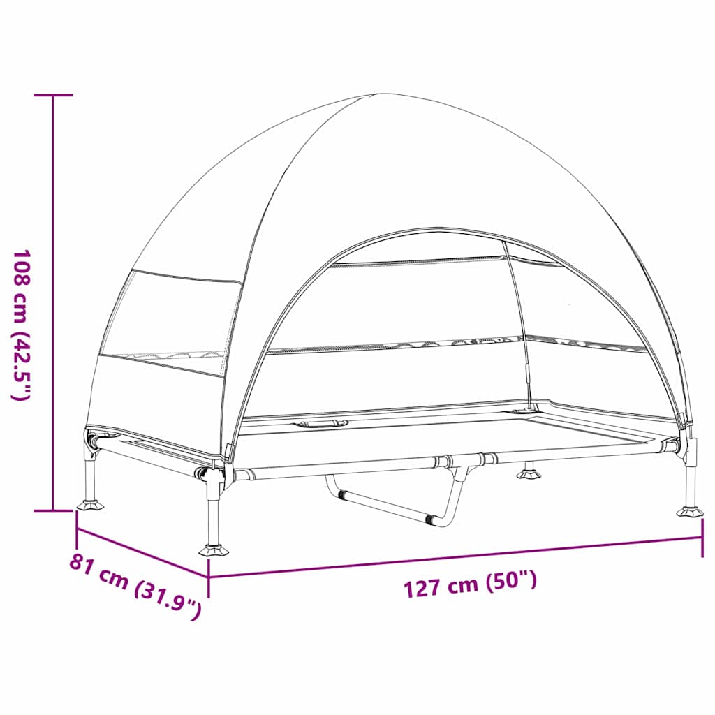 vidaXL Hochgelegtes Hundebett Hellgrau 127 x 81 x 108 cm
