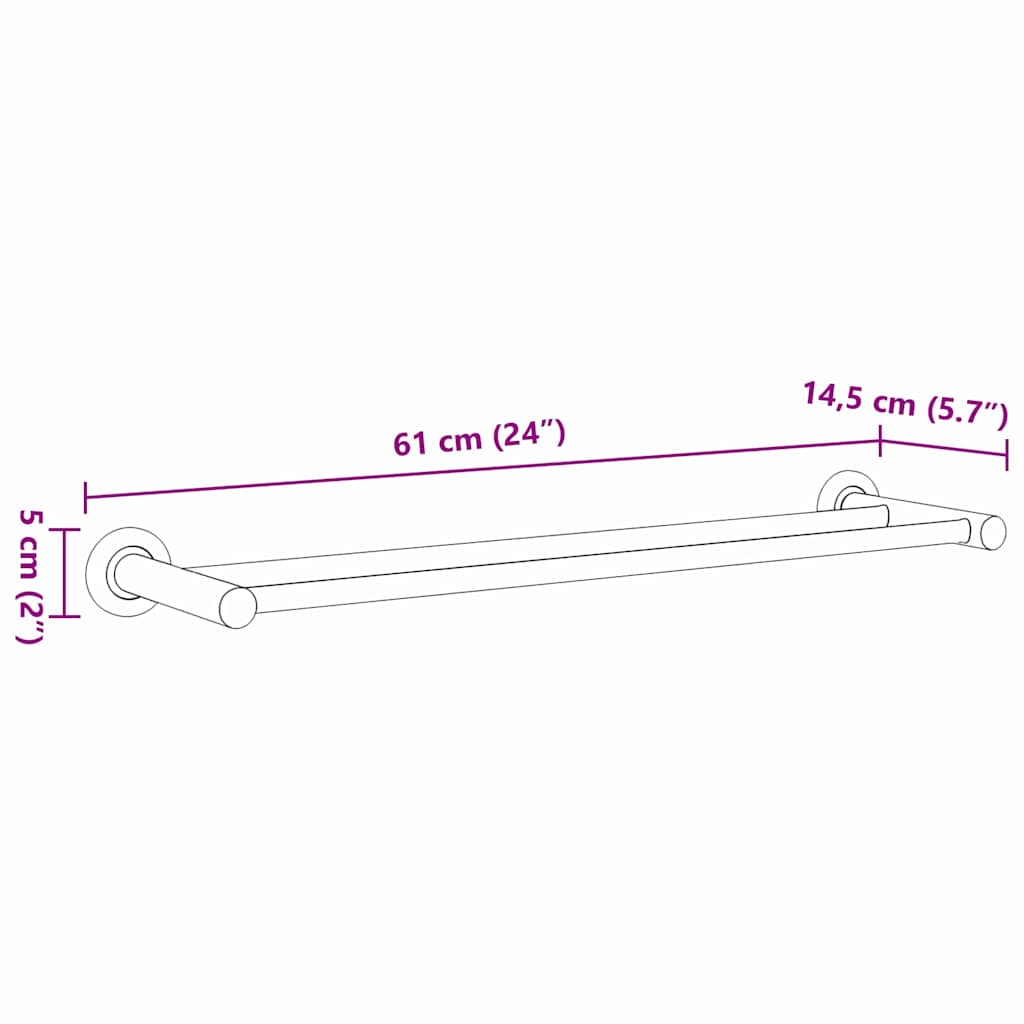 vidaXL Handtuchhalter Schwarz 61 x 14,5 x 5 cm Edelstahl