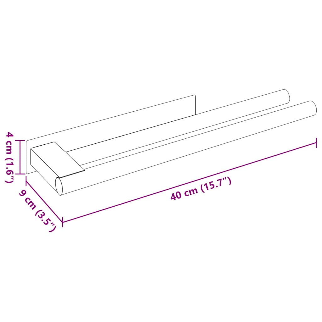 vidaXL Handtuchhalter Silber 40 x 9 x 4 cm Edelstahl