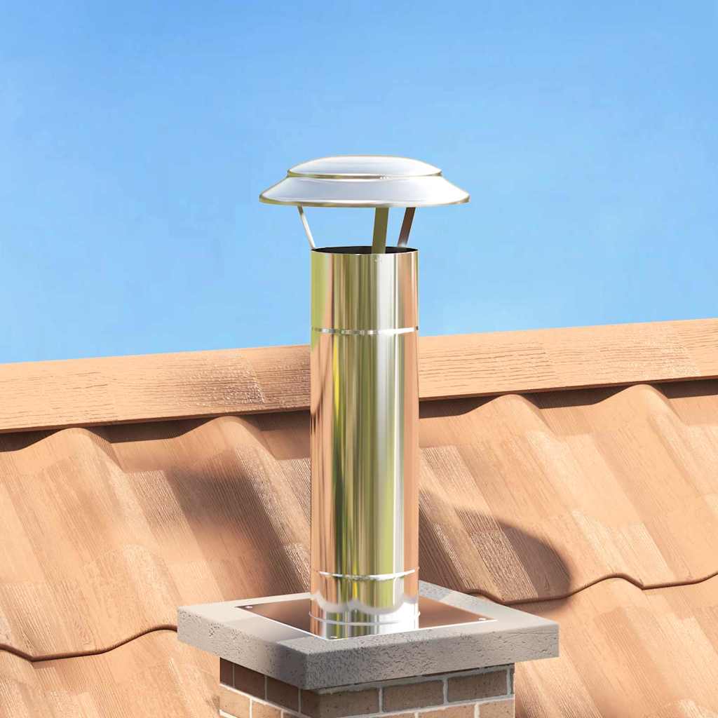 vidaXL Kaminverlängerung Silber 25 x 25 x 65 cm Edelstahl