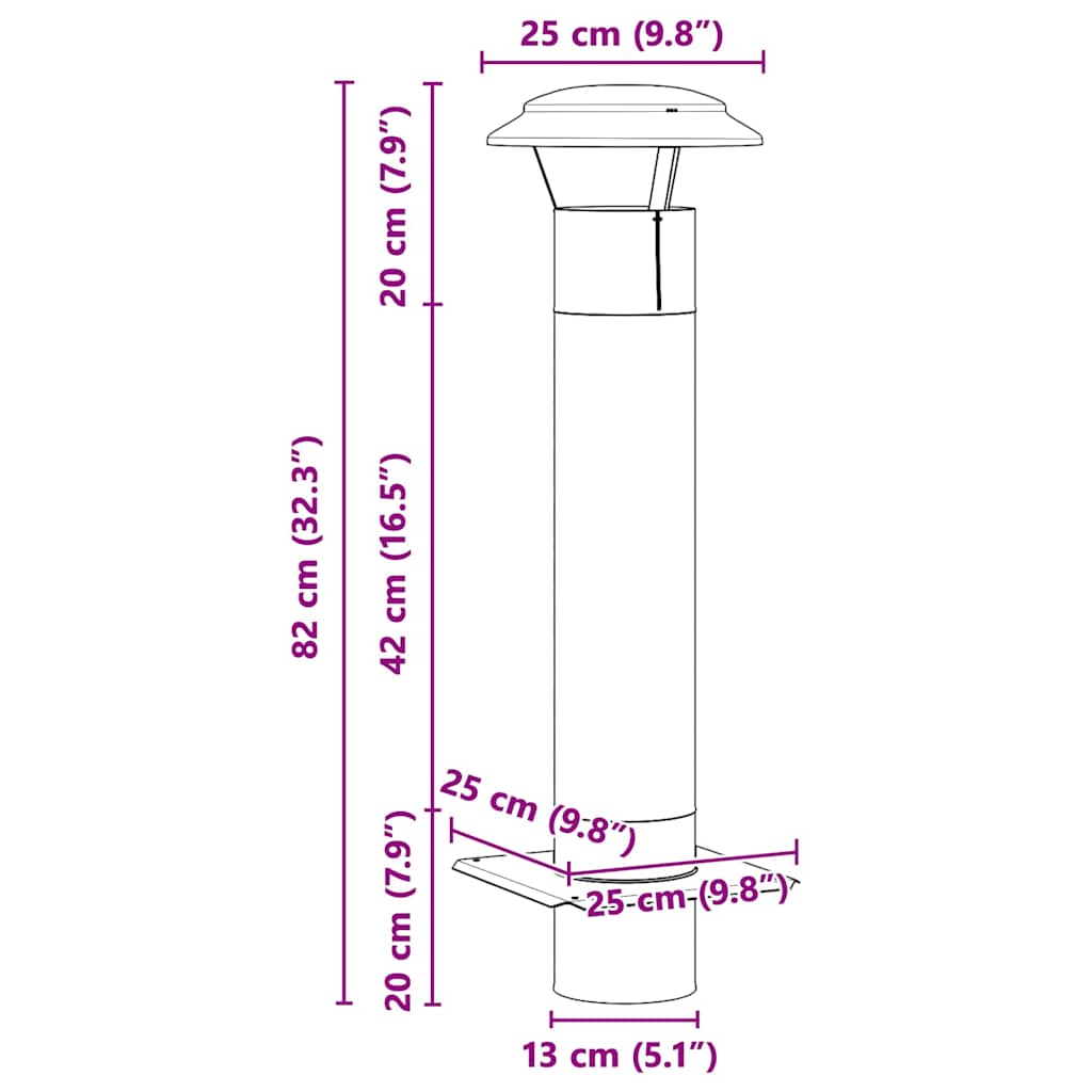 vidaXL Kaminverlängerung Silber 25 x 25 x 82 cm Edelstahl