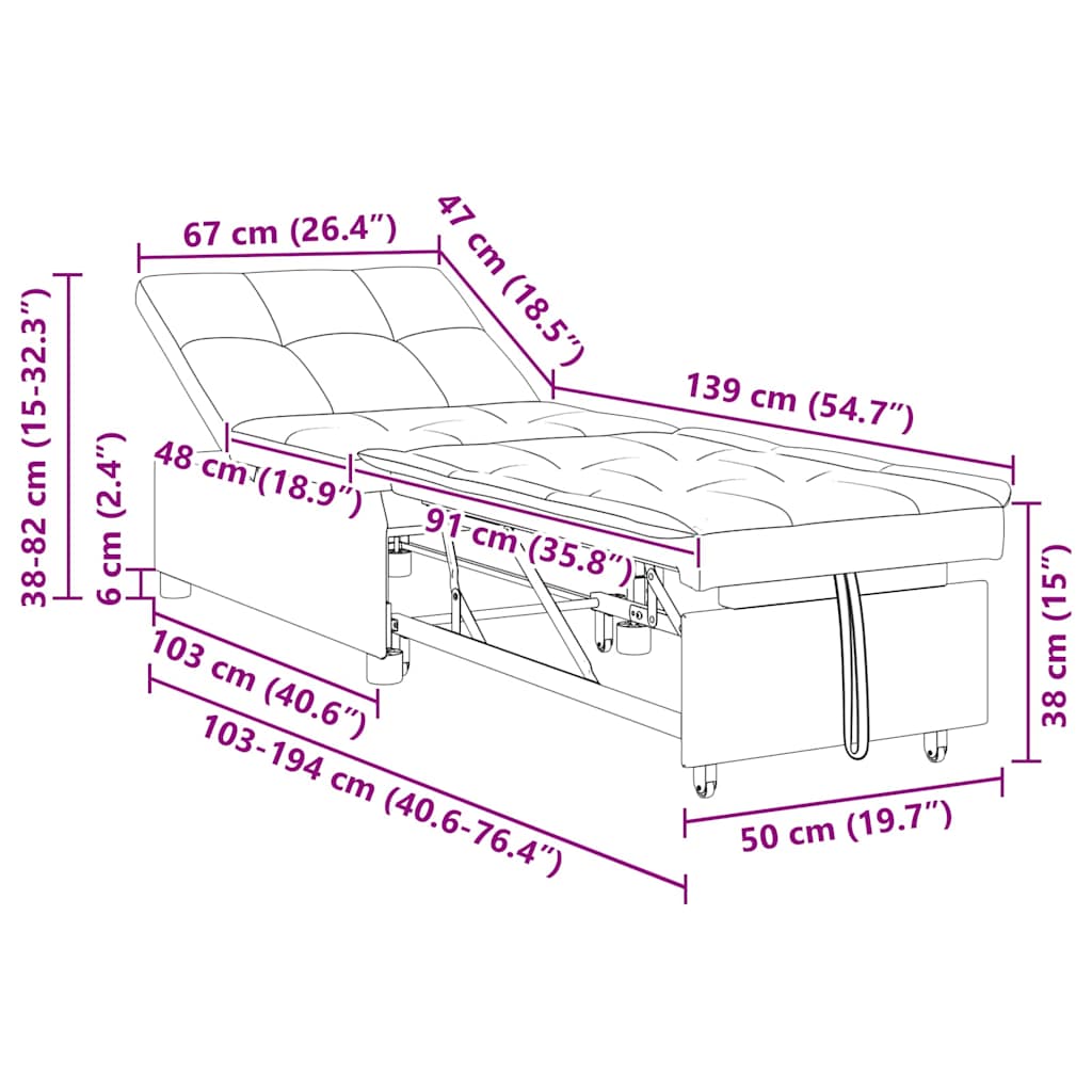 vidaXL Schlafsofa Blau 194 x 67 x 82 cm Samt
