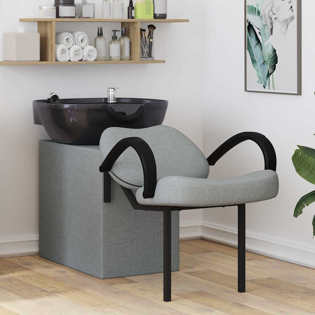 vidaXL Shampoo Stuhl Hellgrau und Schwarz 63 x 141 x 92 cm Stoff