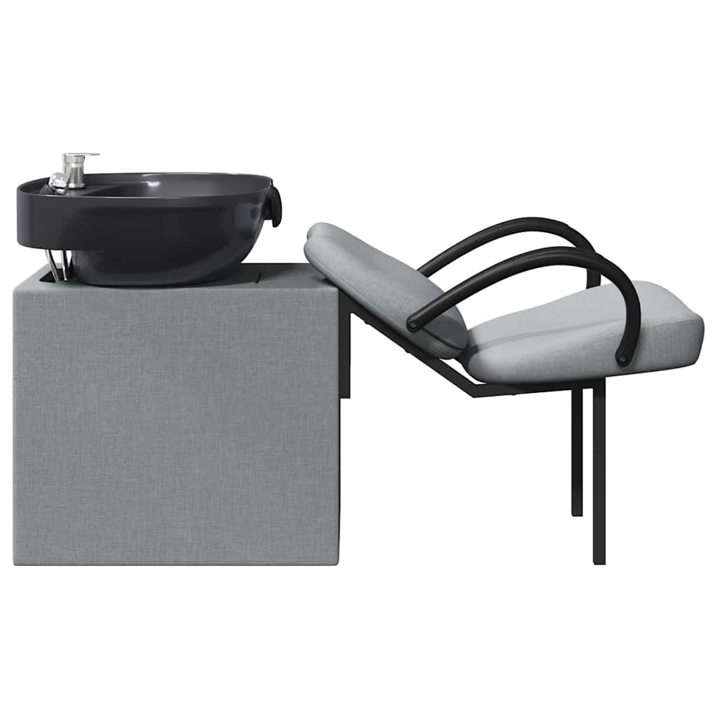 vidaXL Shampoo Stuhl Hellgrau und Schwarz 63 x 141 x 92 cm Stoff