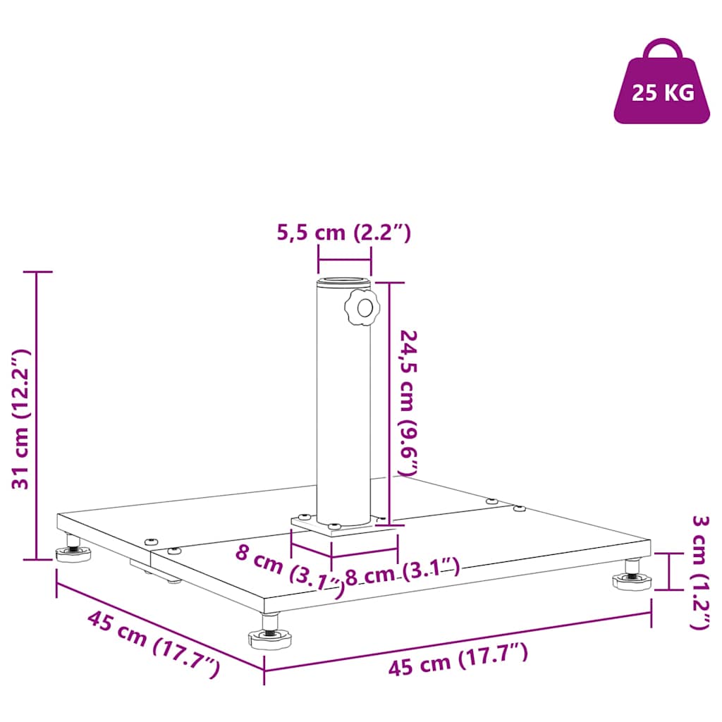 vidaXL Sonnenschirmständer Dunkelgraue Holzoptik 45 x 45 x 31 cm