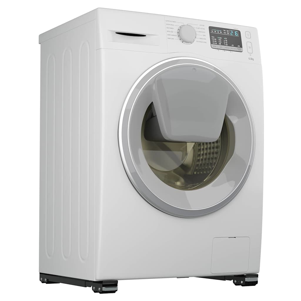 vidaXL Waschmaschinensockel 2 pcs Schwarz 72 x 5 x 4,5 cm Edelstahl