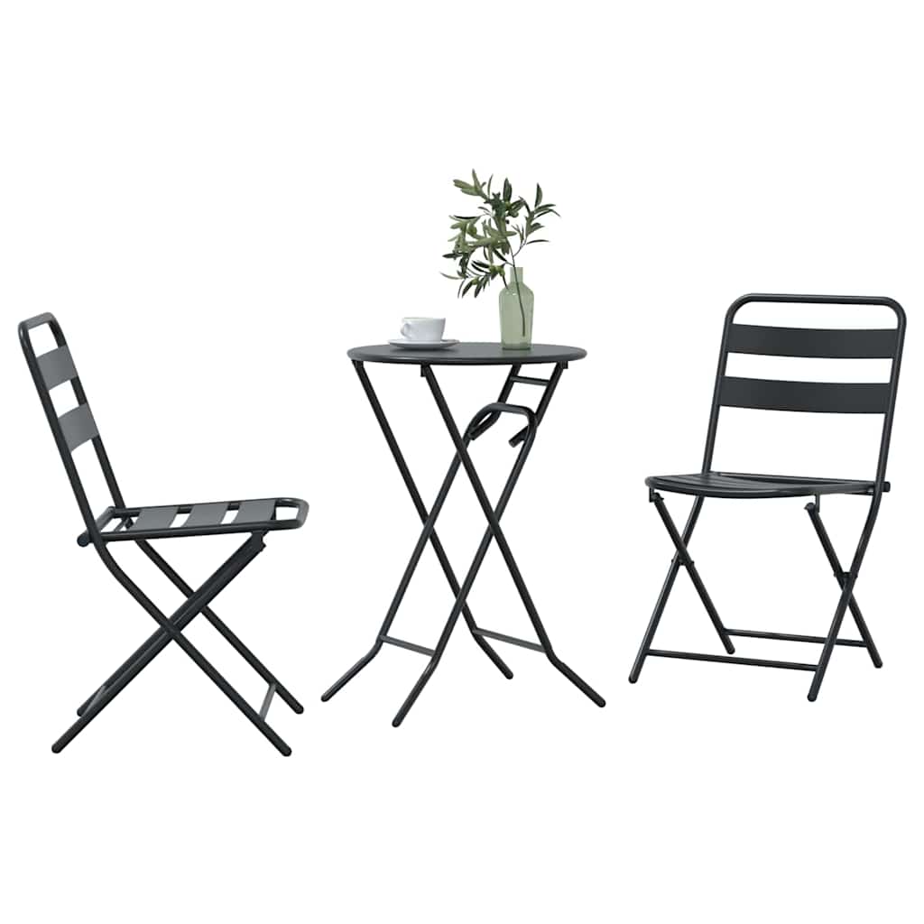 vidaXL Garten Bistro Set 3 pcs Anthrazit Stahl