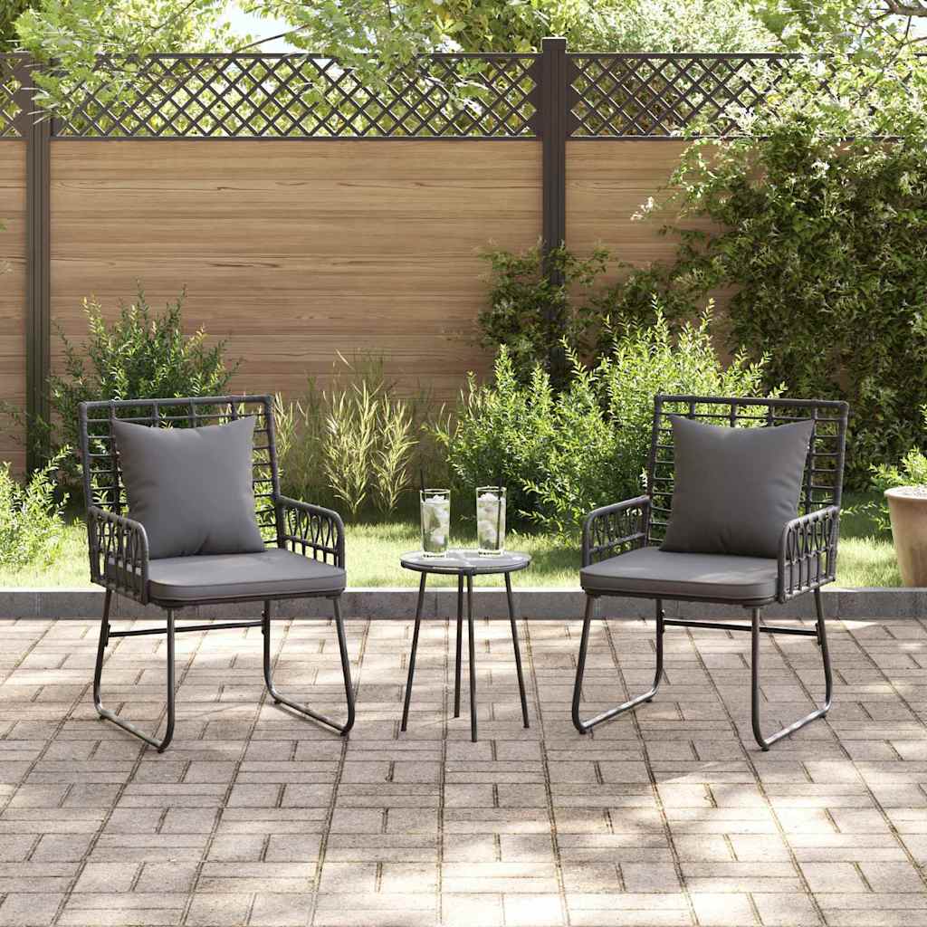 vidaXL Garten Essgruppe 3 pcs Schwarz und Anthrazit Poly-Rattan