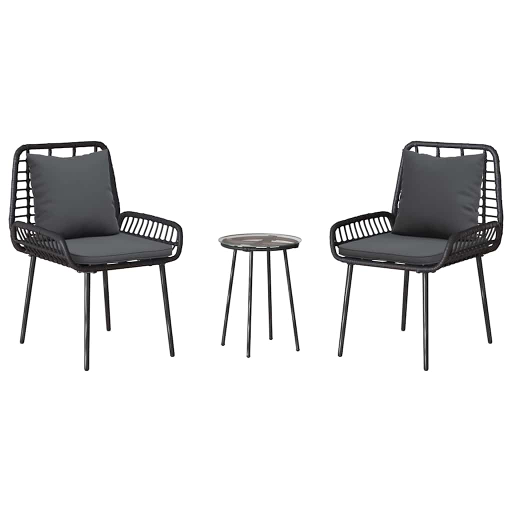 vidaXL Garten Essgruppe 3 pcs Schwarz und Anthrazit