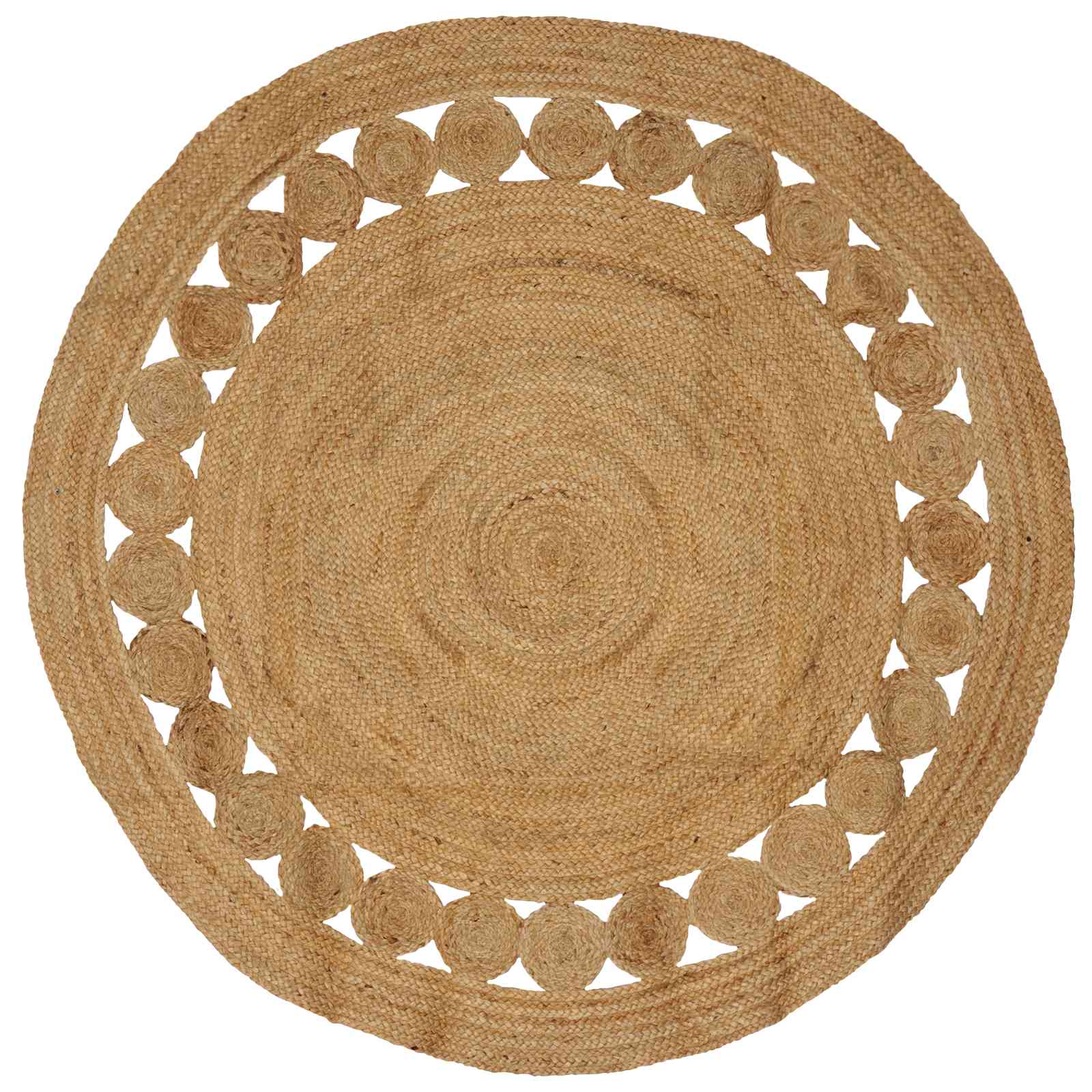 Teppich Flechtmuster Jute 90 cm Rund