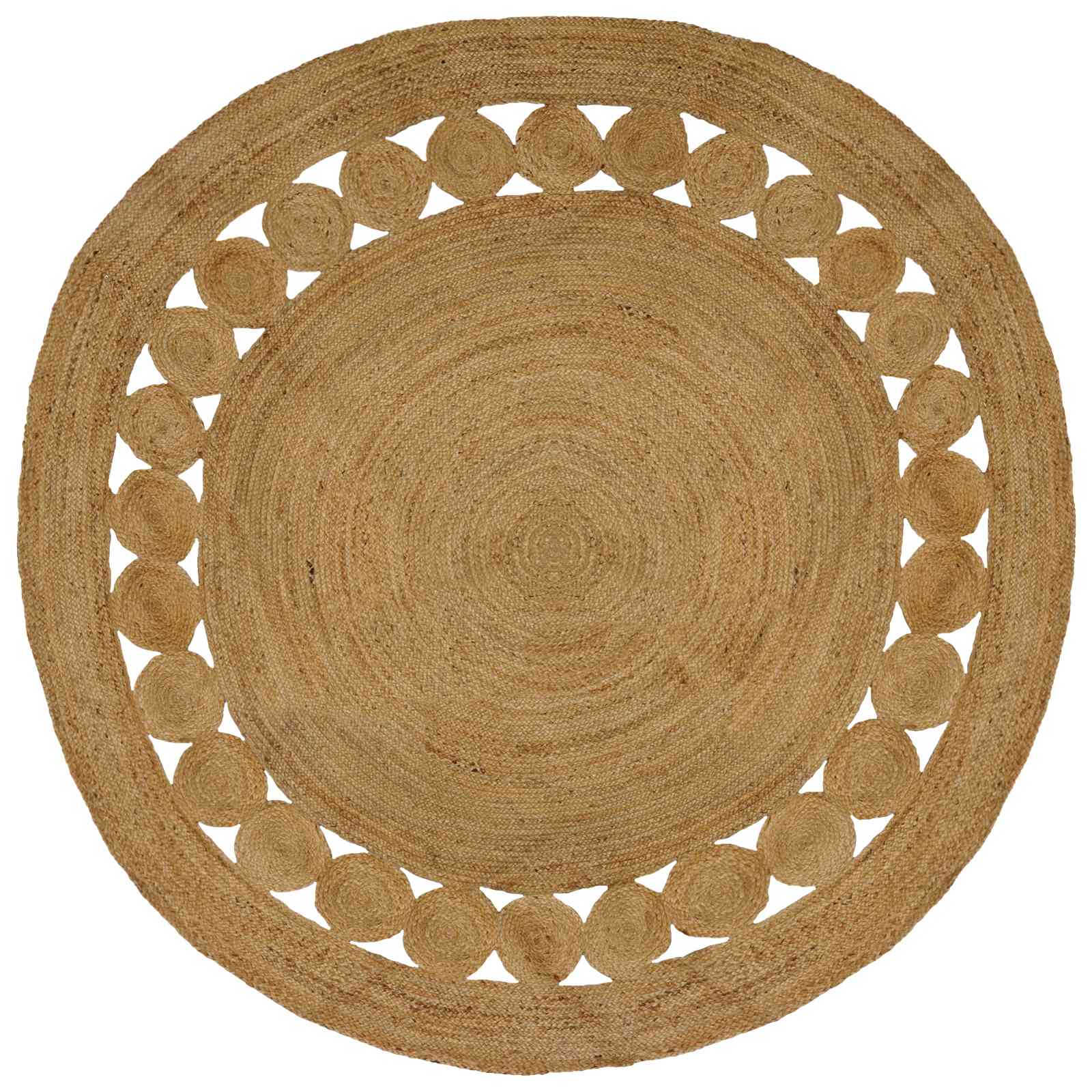 Teppich Flechtmuster Jute 90 cm Rund