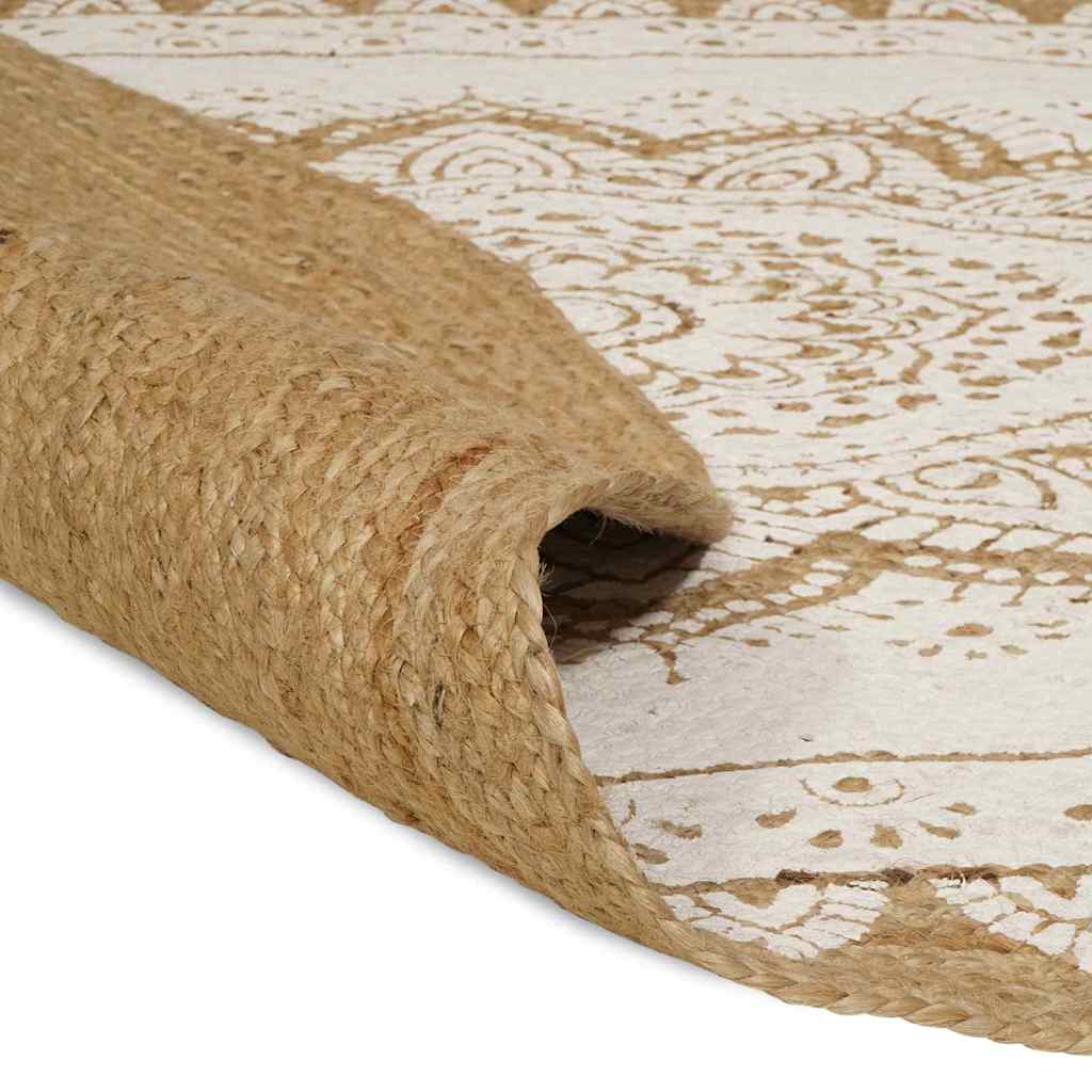 vidaXL Jute Teppich Floral Natur 100 x 152 cm Jute