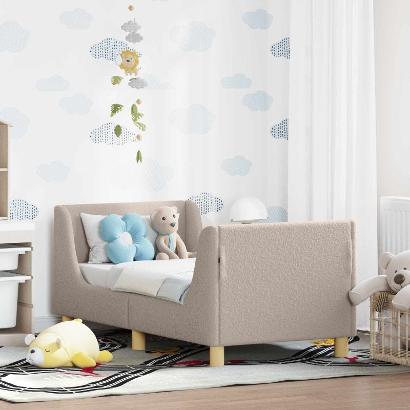 vidaXL Kinderbettgestell mit Kopfteil Creme 70 x 140 cm Schafstoff