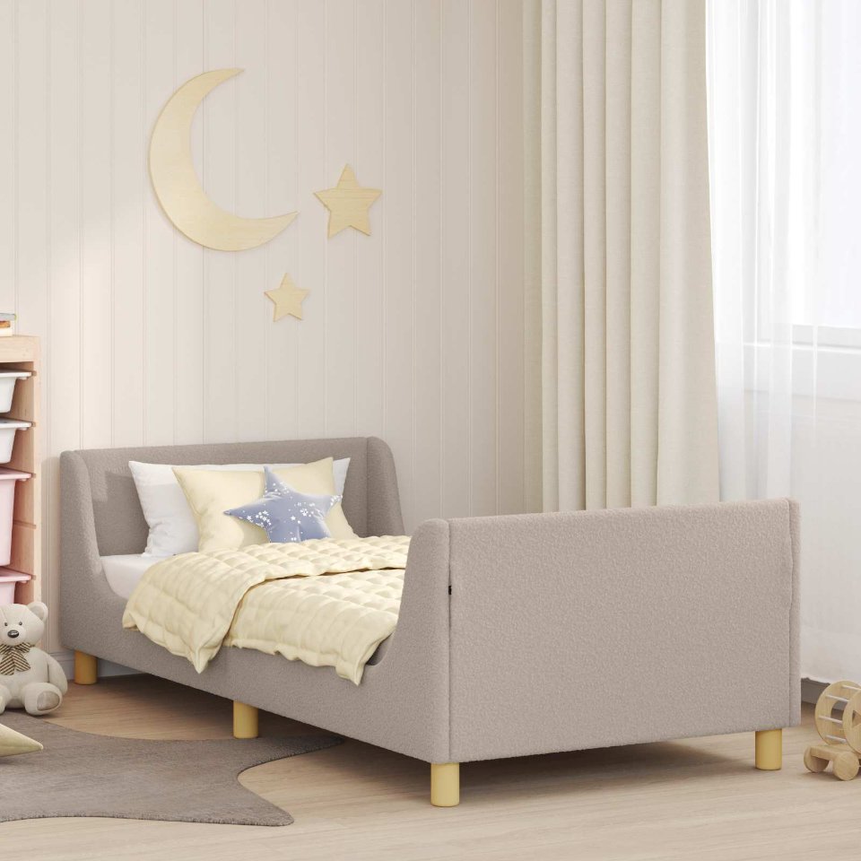 vidaXL Kinderbettgestell mit Kopfteil Creme 70 x 140 cm Schafstoff