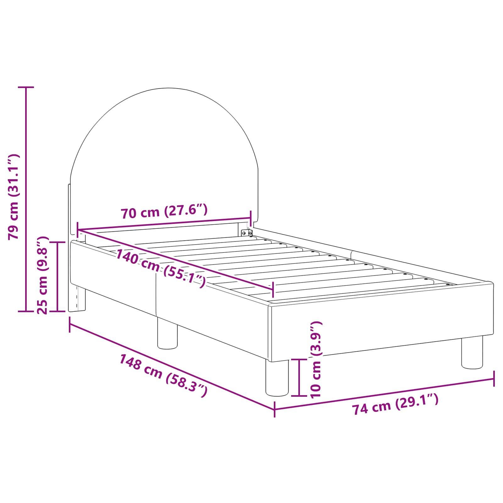 vidaXL Kinderbettgestell mit Kopfteil Creme 70 x 140 cm Schafstoff