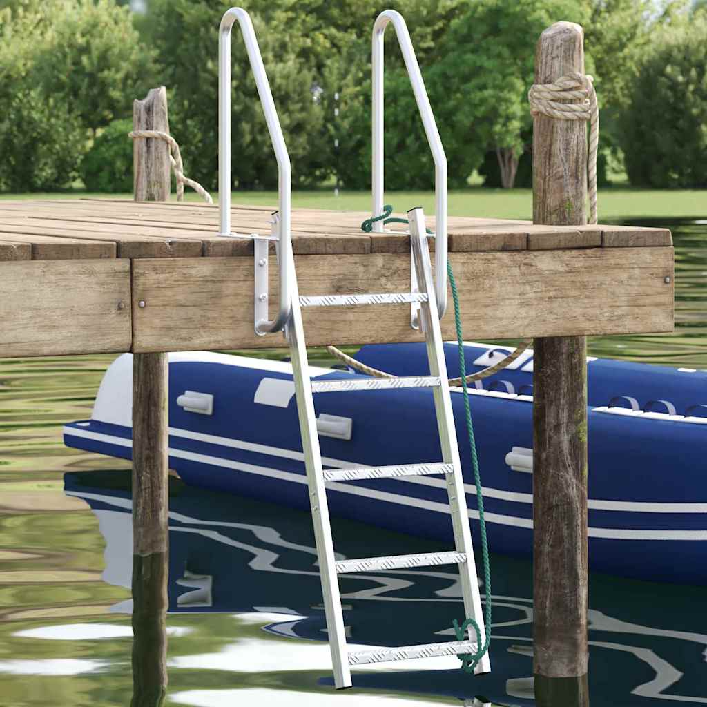 vidaXL 3-Step Dock Ladder Silber 58 x 77 x 144 cm Aluminium